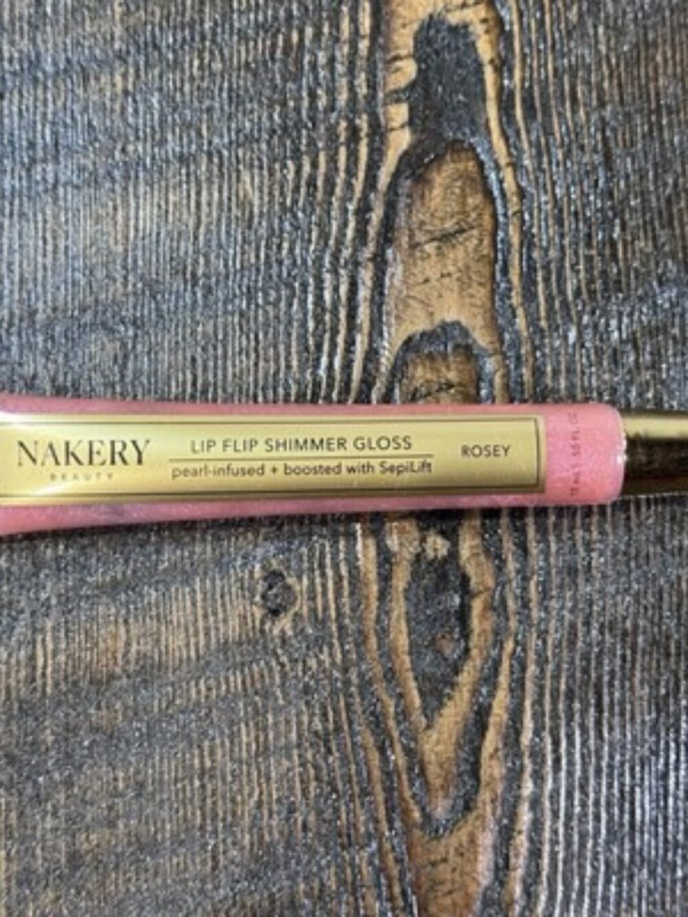 Nakery Beauty Lip Flip Shimmer Gloss Women 15ml Rosey Pink Pearl Peptides